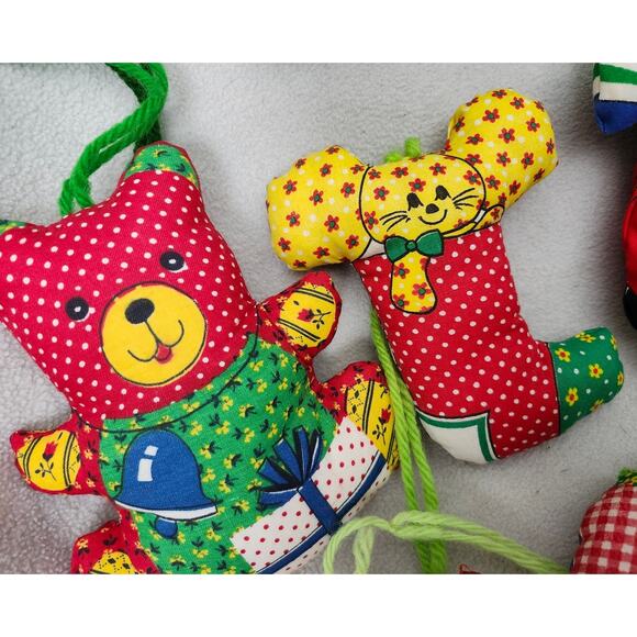 Lot 8 Vintage Plush Fabric Christmas Ornaments Primitive Drummer Noel Stuffy - Picture 4 of 8